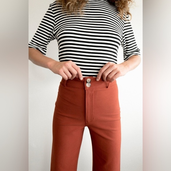 Maria Stanley Wide Leg Luna Salsa Rust Pants in 0 Cropped - Picture 10 of 16